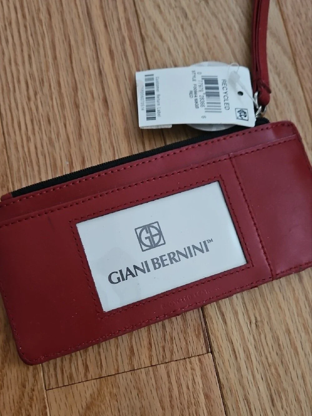 Giani Bernini Red Leather Card Wallet Phone Wristlet